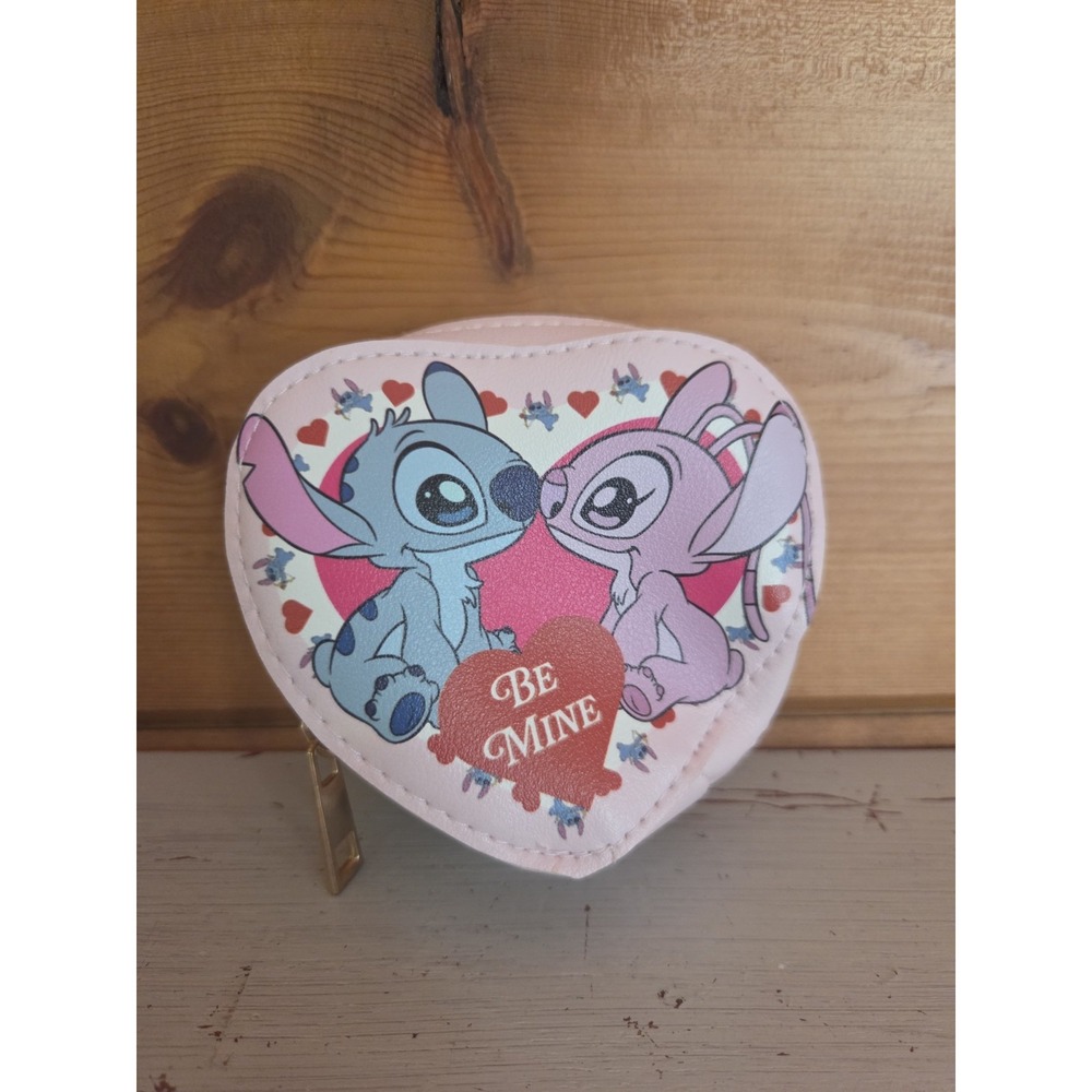 Disney "Stitch & Angel: Stuck On You!" HeartShaped‎ Pink Zippered CoinPurse